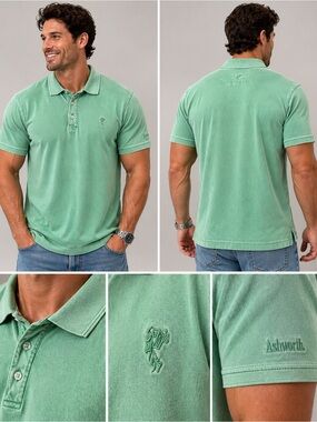 Ashworth Men’s Medium Sage Green Pima Cotton Golf Polo